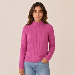 Pure Cashmere 100% Cashmere Pink Cable Knit Turtleneck Sweater M